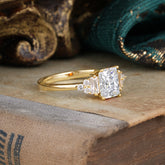 1 Carat Emerald Cut Moissanite Engagement Ring Classic Side Stone Wedding Ring